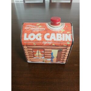 Log Cabin Syrup Tin Vintage 24oz Red 100th Anniversary 1887-1987 Collectible